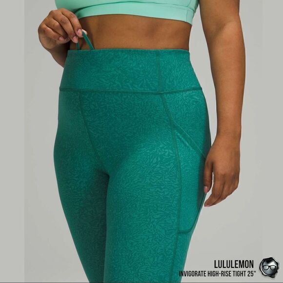 LULULEMON INVIGORATE HIGH-RISE LEGGINGS 25” IN TEAL LAGOON BLUE-GREEN PETITE NEW - Picture 9 of 15